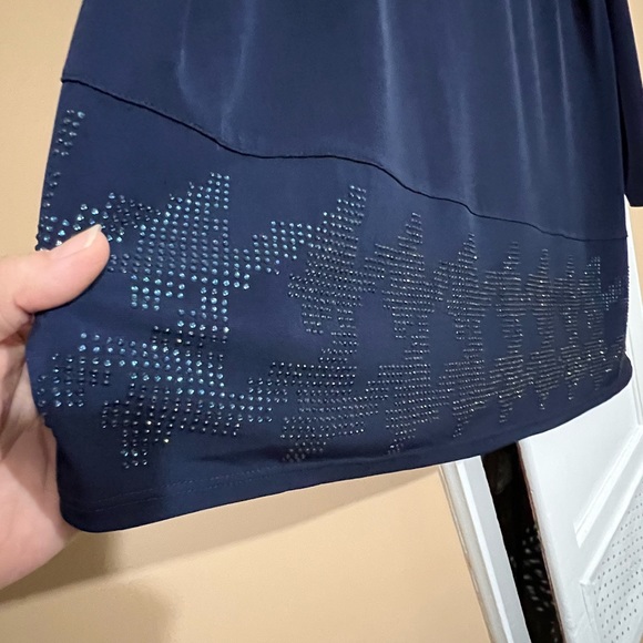 Susan Graver Artisan Collection Tunic with Asymmetrical Embellished Hem - Picture 4 of 8